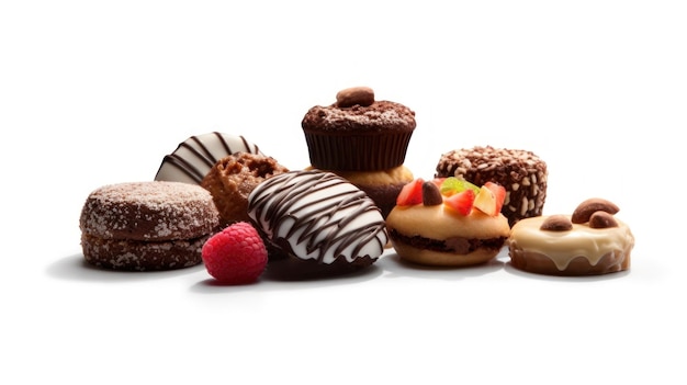 een verscheidenheid aan desserts, waaronder chocolade, aardbeien en aardbeien.