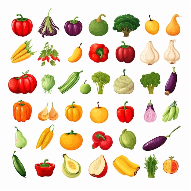 een verscheidenheid aan fruit en groenten, met inbegrip van groenten