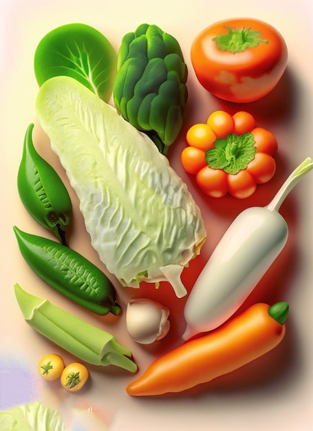 Een verscheidenheid aan groenten, waaronder komkommer, selderij en wortels.