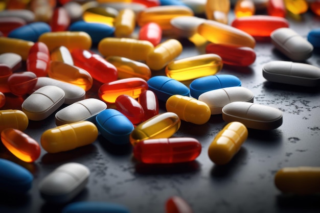 Een verscheidenheid aan homeopathische geneesmiddelen in de vorm van tabletten die door AI zijn gegenereerd