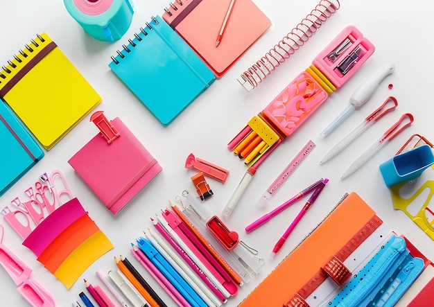 Een verscheidenheid aan kleurrijke potloden liggen op een tafel, waaronder een met de tekst "I love it".