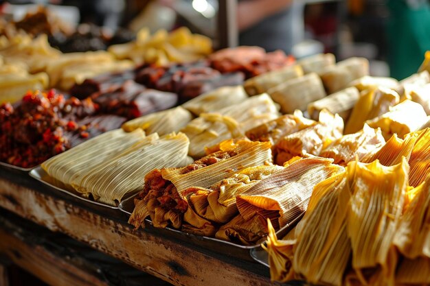 Een verscheidenheid aan tamales, een traditionele Mexicaanse culinaire genot