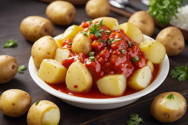 Een verse aardappelen fri met saus