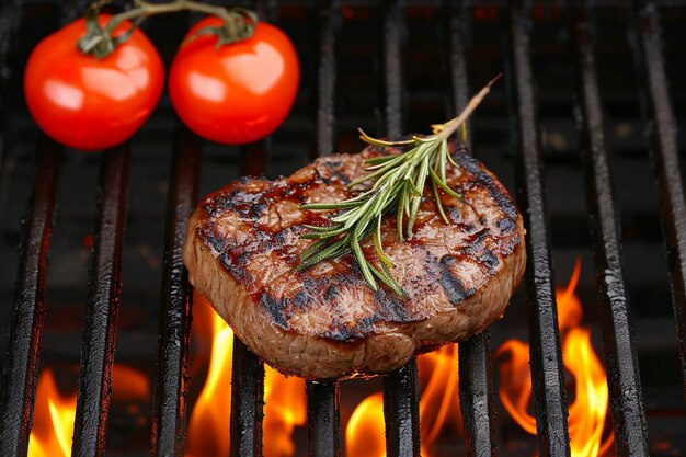 Een verse gegrilde steak met peper.