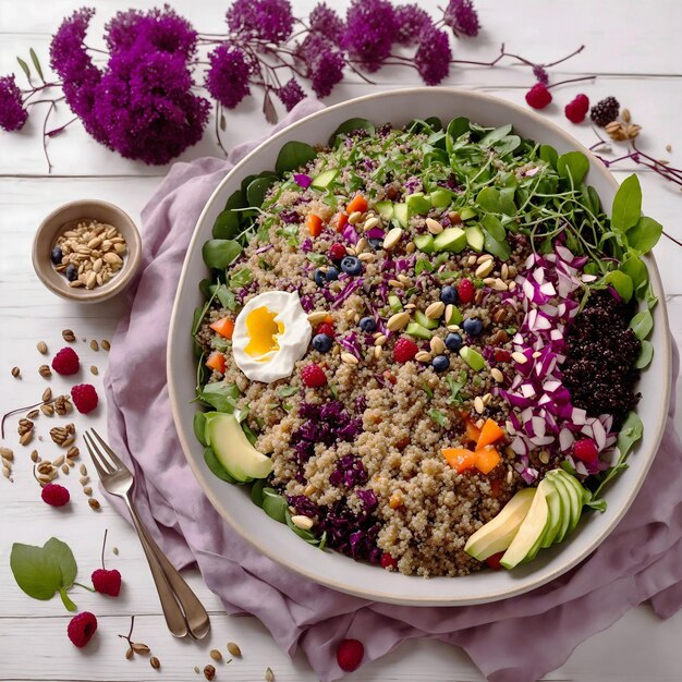 Een verse, gezonde, heerlijke quinoa-salade.