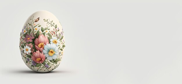 Foto een versierd ei met een bloemmotief erop