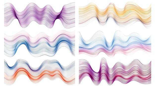 Foto een verzameling abstracte vectorgolven golvende lijnen
