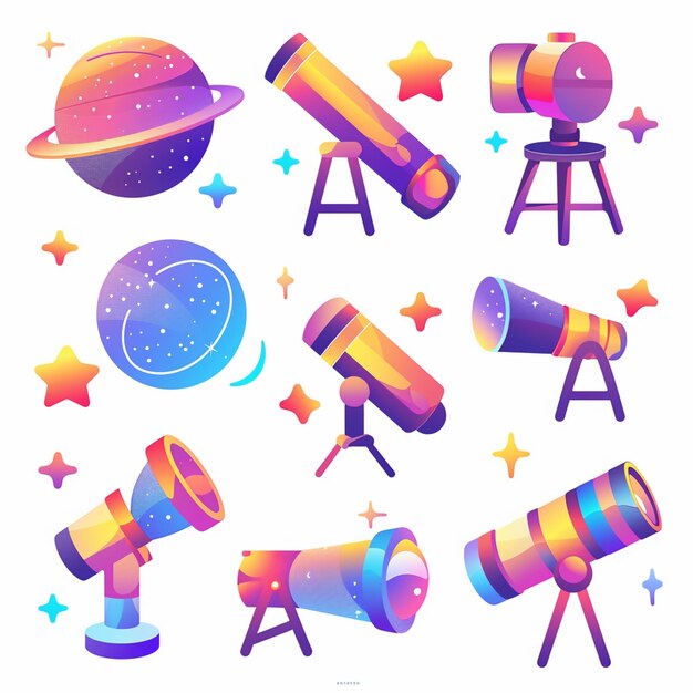 Foto een verzameling beelden met inbegrip van een telescoop telescoop telescope en telescoop