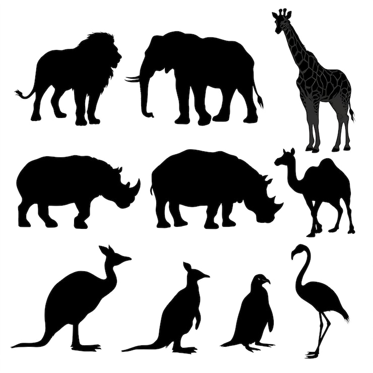Foto een verzameling beelden van neushoorns en neushoorns