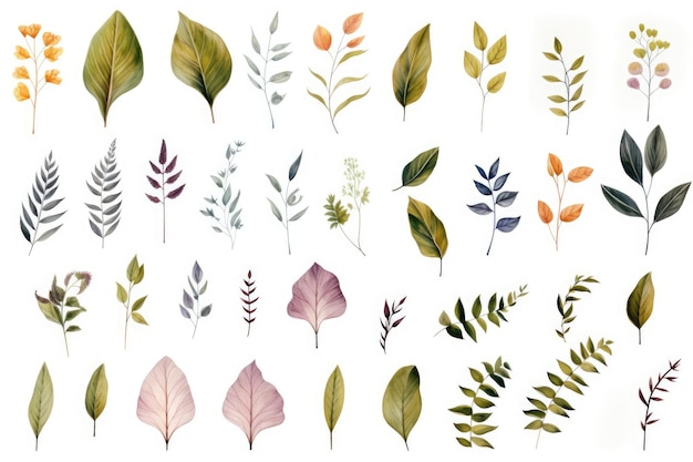 een verzameling bladeren en planten uit de plantencollectie.