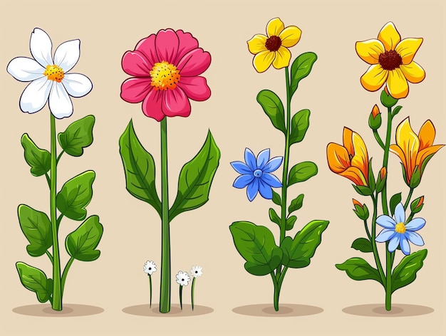 een verzameling bloemen, inclusief planten