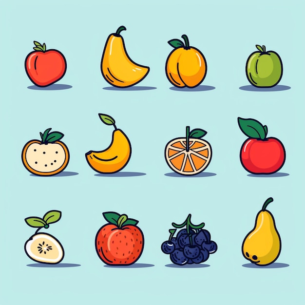 Een verzameling fruit, waaronder een peer, peer en sinaasappel.