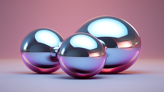 een verzameling glazen ballen met een paarse achtergrond.
