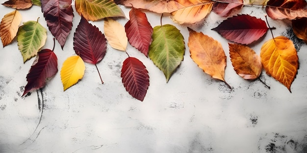 Foto een verzameling herfstbladeren op een tafel