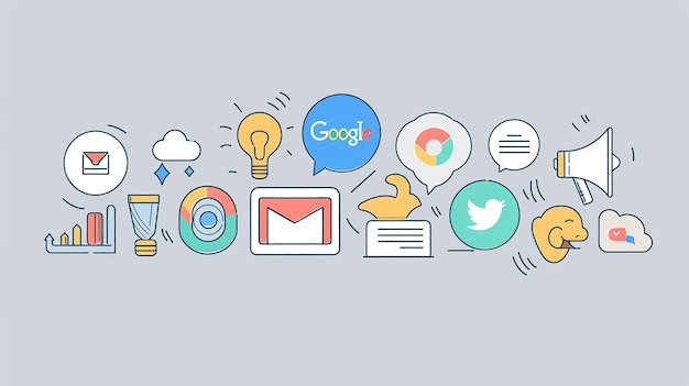 een verzameling iconen, waaronder google google en google