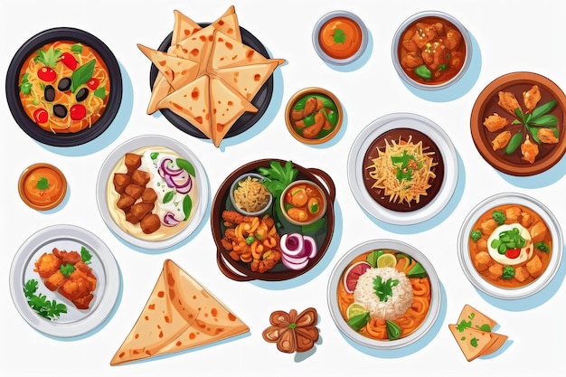 een verzameling illustraties van heerlijke Arabische gerechten geschikt voor restaurantmenu's of banners