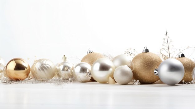 Een verzameling kerst ornamenten op een witte achtergrond