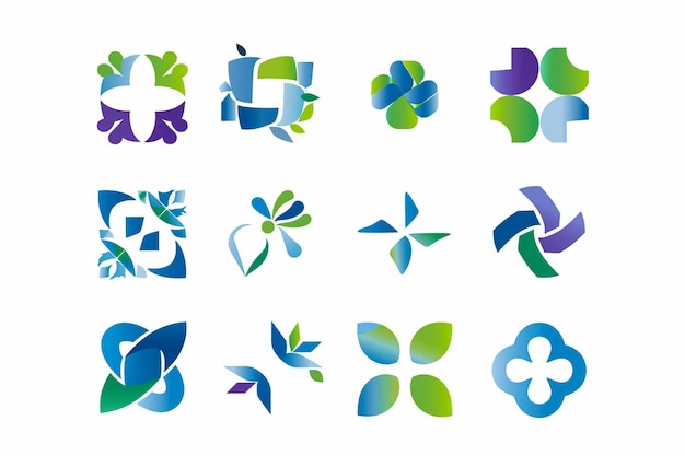 een verzameling logo's voor het bloemenbedrijf