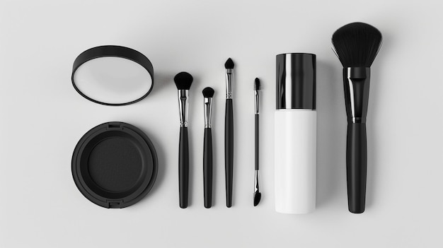 Een verzameling make-upproducten, waaronder een met de naam quot.