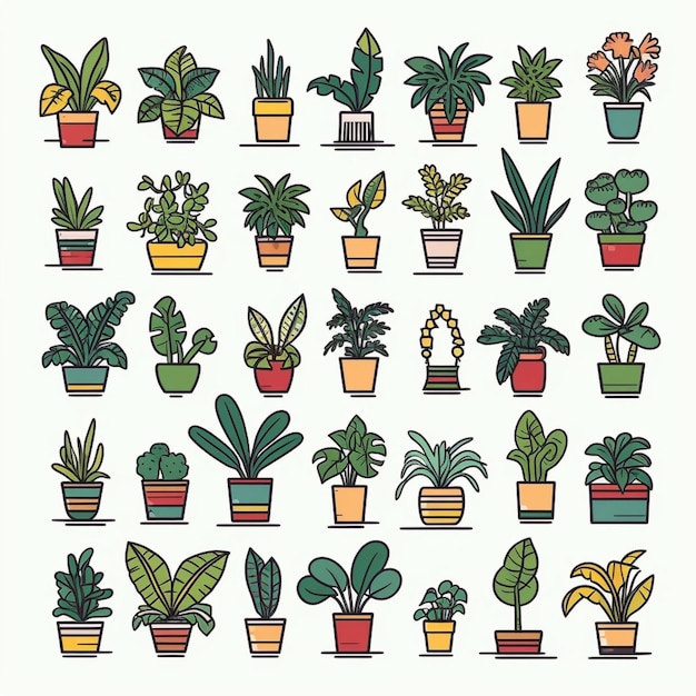 Een verzameling planten in een pot