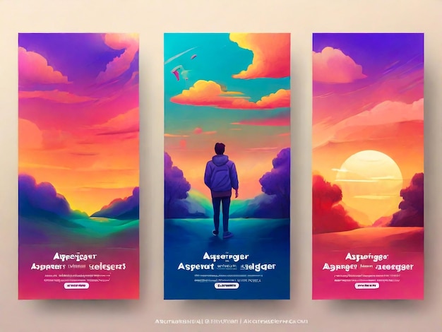 Een verzameling platte illustraties van de internationale asperger dag