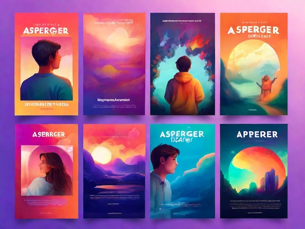 Een verzameling platte illustraties van de internationale asperger dag