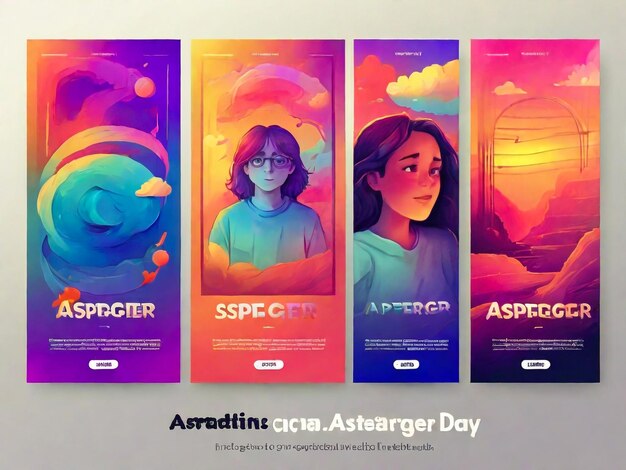 Een verzameling platte illustraties van de internationale asperger dag