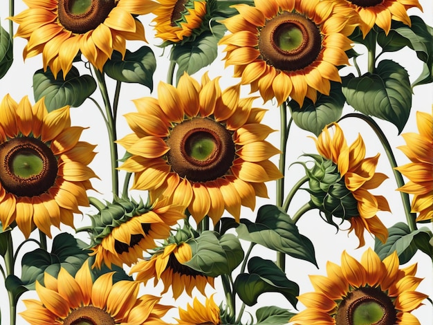 een verzameling retro olieverfde zonnebloemen bloemen geïsoleerd op een transparante achtergrond