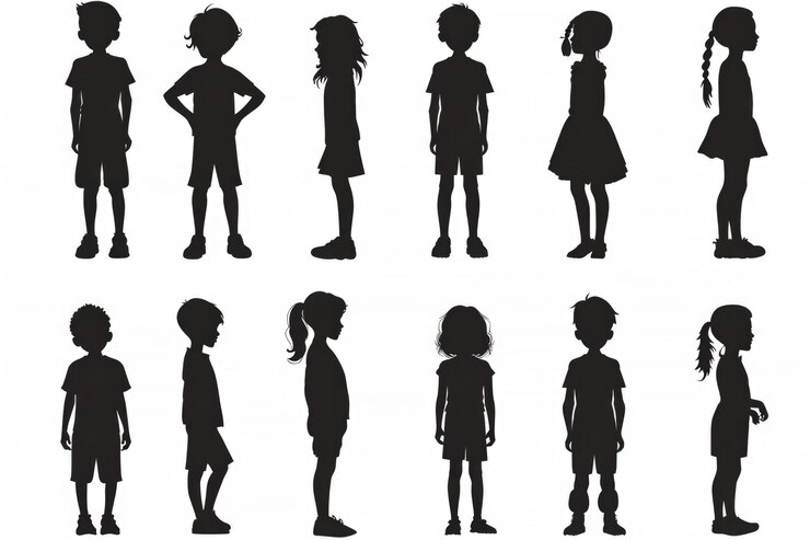 Foto een verzameling silhouetten van kinderen in verschillende poses ideaal voor educatief materiaal of reclamecampagnes