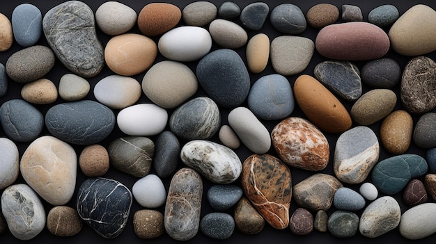 een verzameling stenen, waaronder een met een andere kleur.