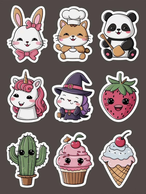 een verzameling stickers met een die zegt hallo kitty