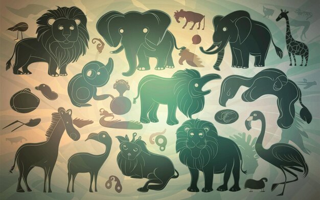 een verzameling tekeningen van olifanten en olifanten