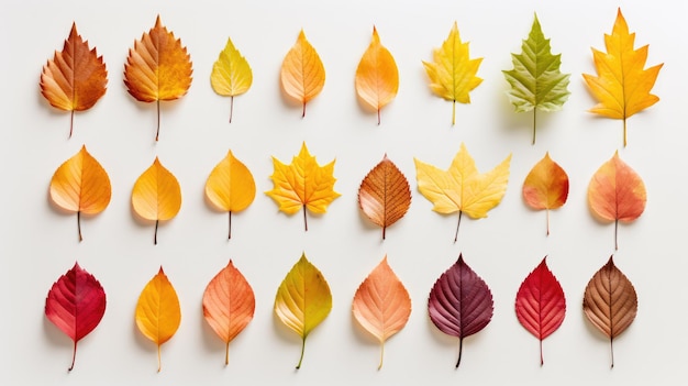Een verzameling van diverse kleurrijke herfstbladeren