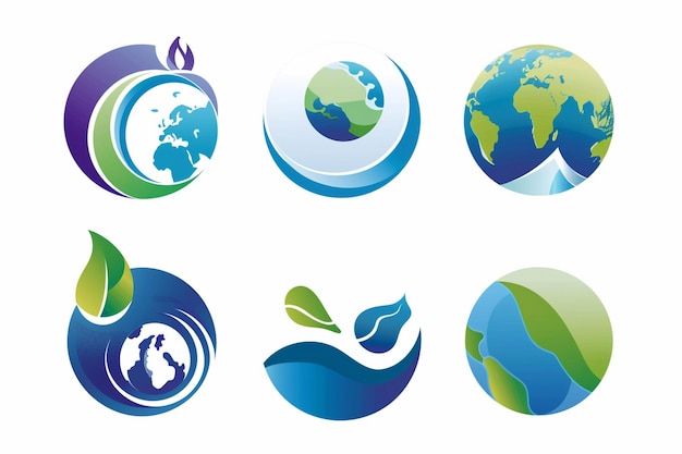 een verzameling van verschillende logo's, waaronder de aarde en de aarde