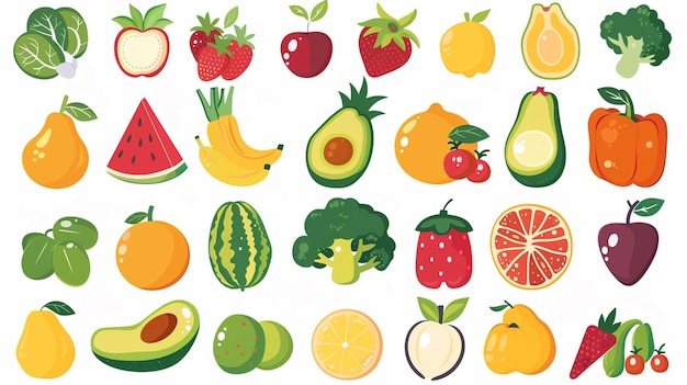 een verzameling vruchten, waaronder een met een foto van een aardbeien kiwi en bananen
