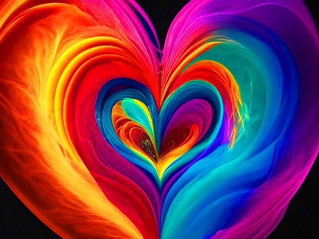 een vibrerend pulserend hart dat een spectrum van kleuren uitstraalt