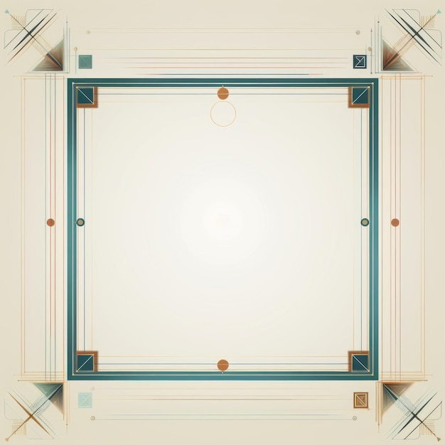 een vierkant frame met geometrische vormen op een beige achtergrond