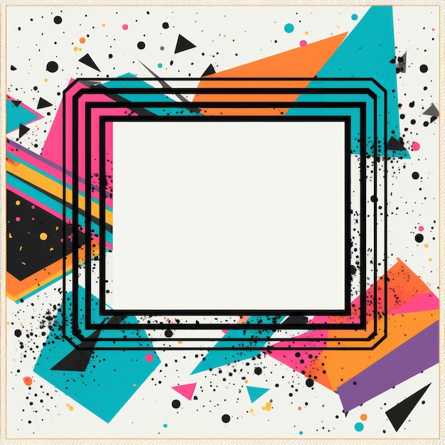 Foto een vierkant frame met kleurrijke geometrische vormen op een witte achtergrond