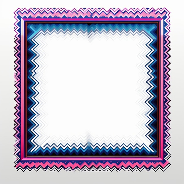 een vierkante frame met roze en blauwe strepen erop