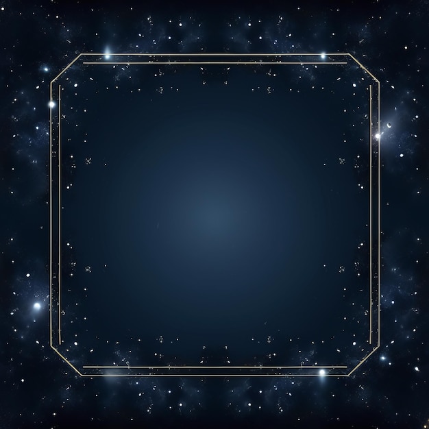 een vierkante kader op een donkerblauwe achtergrond met sterren