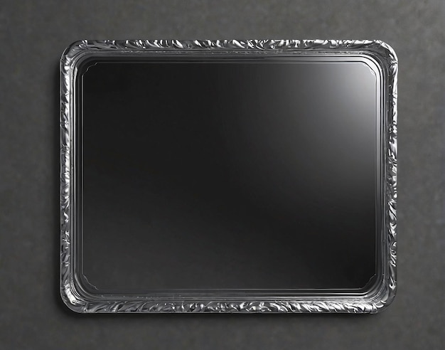Foto een vierkante metalen dienblad met een zwarte achtergrond