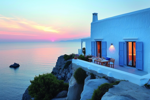 Een villa aan zee in mediterrane stijl gelegen in een wijngaard op een heuvel