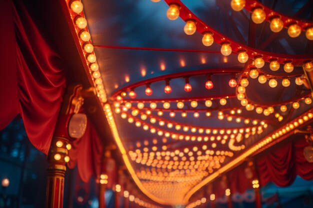 Foto een vintage circus tent versierd met schitterende lichten die de bekoring van een verleden tijd oproepen