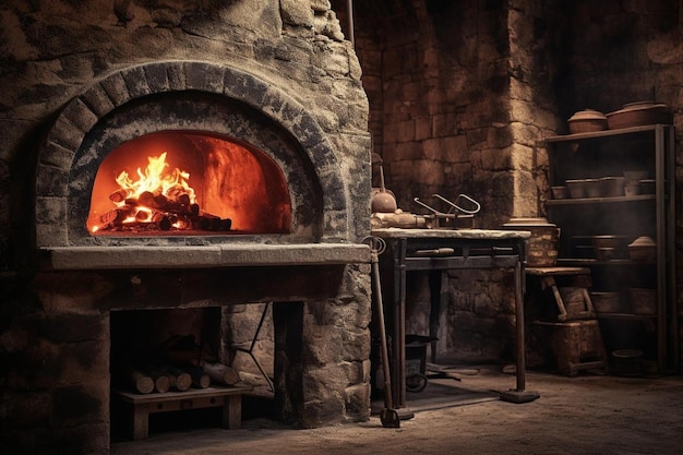 Een vintage of antieke pizza oven met een historische of culturele betekenis