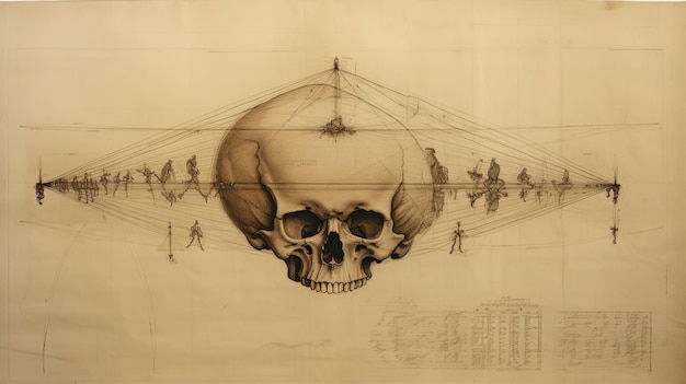 Een Vintage technische tekening van lichaamsdelen Menselijke lichaamsdelen in de stijl van schetsen door da Vinci