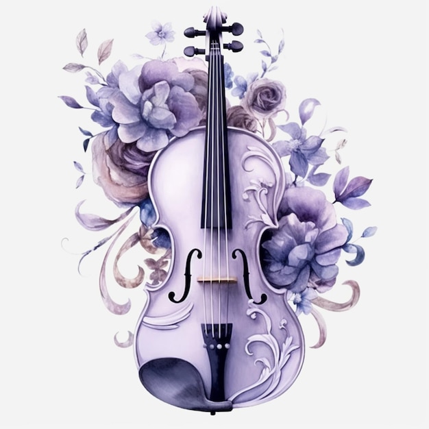 Een viool met bloemen en het woord viool erop