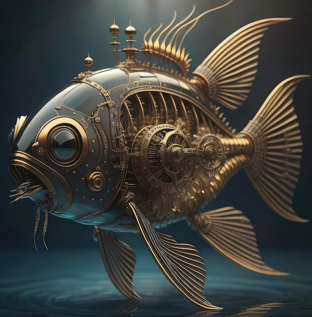 Een vis die is gemaakt van goud en zilver