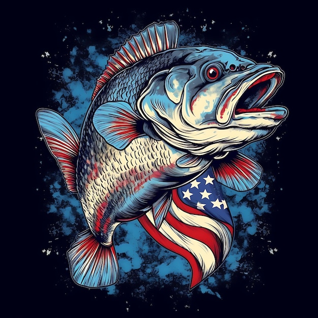 een vis met de Amerikaanse vlag erop
