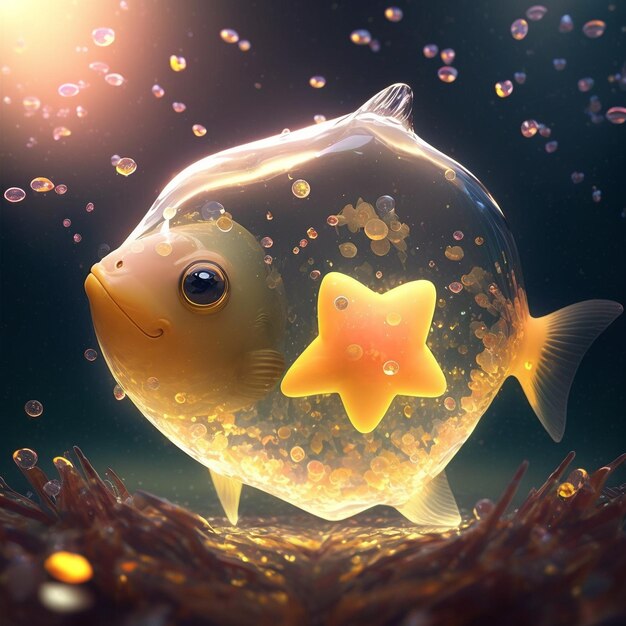 Een vis met een ster erin.