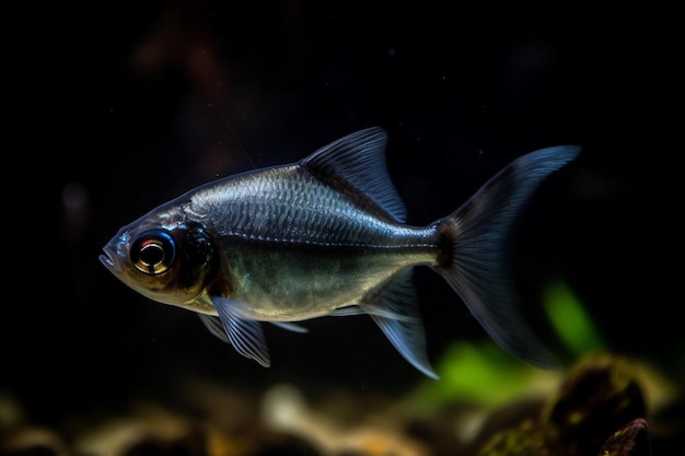Een vis met een zwarte staart